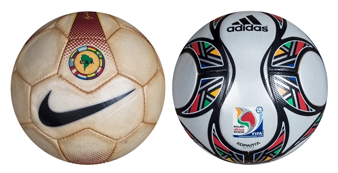 Lot of (2) FIFA Match Balls from 2007 Copa America Venezuela and 2009 South Africa Confederations Cup (Brazilian Football Confederation Employee LOA)